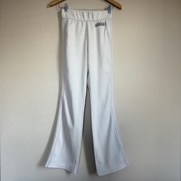 adidas originals Urban Outfitters Flare Pants Cream Ribbed Legging Women Small - Picture 3 of 11